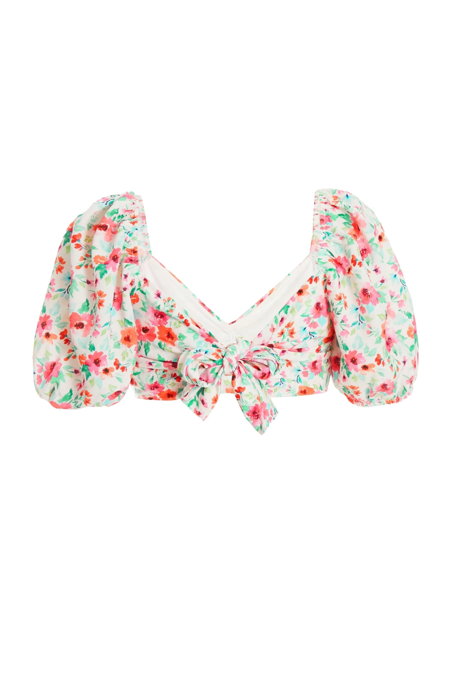 White Ditsy Floral Tie Back Crop Top 5 White Ditsy Floral Tie Back Crop Top - Image 5