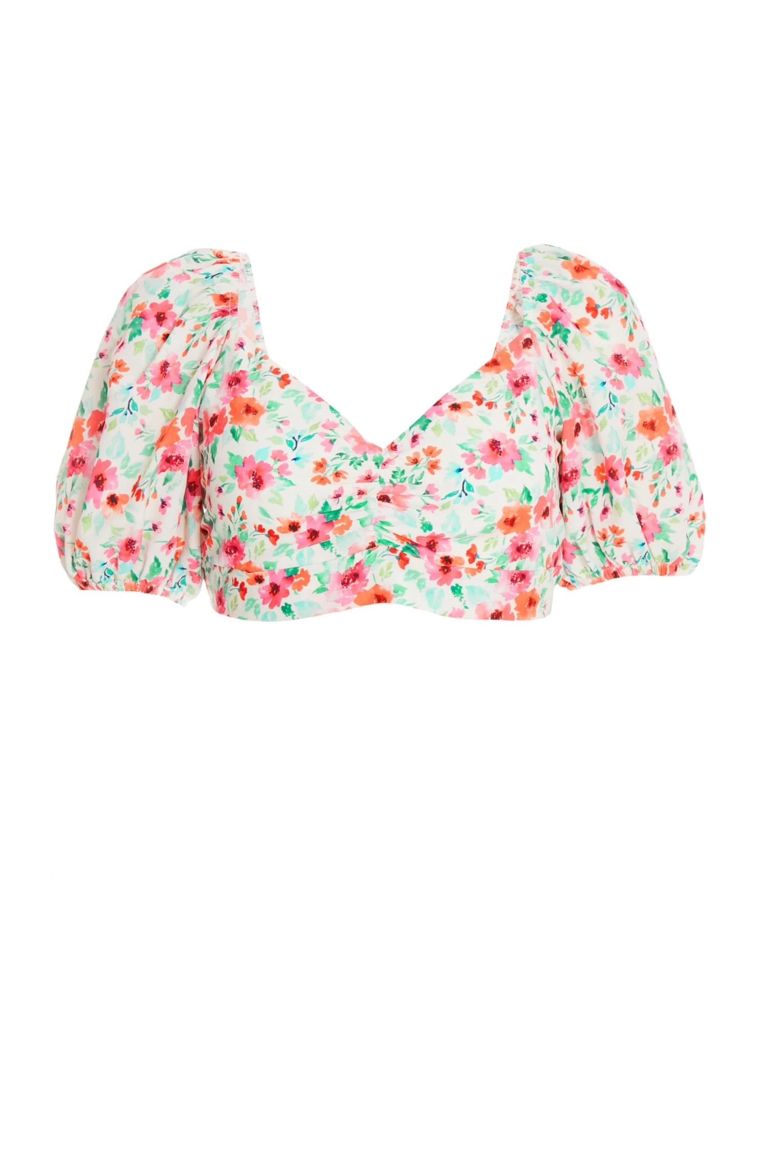 White Ditsy Floral Tie Back Crop Top 1 White Ditsy Floral Tie Back Crop Top