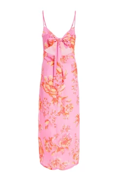 Pink Floral Print Tie Back Midi Dress 10 Pink Floral Print Tie Back Midi Dress -Women Clothing Sale 00100038433 ZB scaled