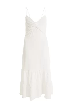 White Strappy Knot Front Midi Dress