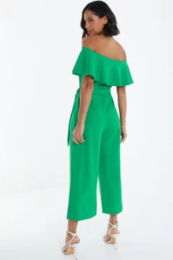 Green Bardot Culotte Jumpsuit -Women Clothing Sale 00100038450 XB scaled