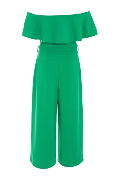Green Bardot Culotte Jumpsuit -Women Clothing Sale 00100038450 ZB scaled