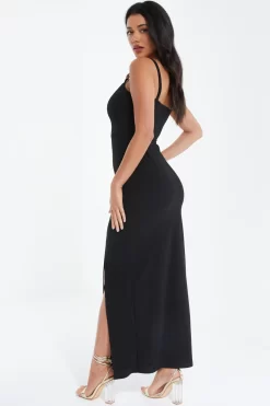 Black Buckle Strap Maxi Dress -Women Clothing Sale 00100038460 XB scaled