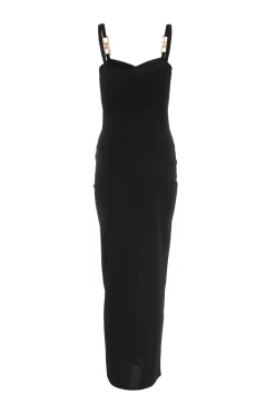 Black Buckle Strap Maxi Dress -Women Clothing Sale 00100038460 ZB scaled