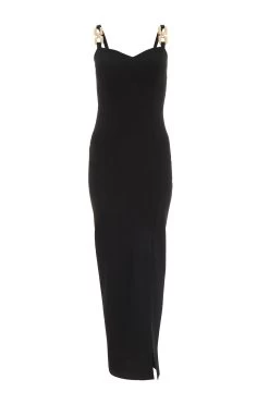 Black Buckle Strap Maxi Dress