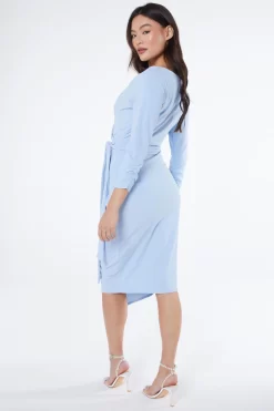 Light Blue Wrap Tie Midi Dress 8 Light Blue Wrap Tie Midi Dress -Women Clothing Sale 00100038461 XB scaled