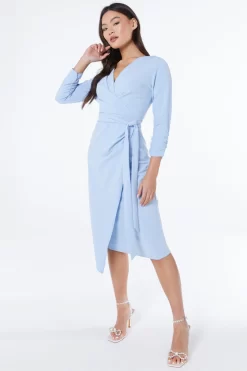 Light Blue Wrap Tie Midi Dress 9 Light Blue Wrap Tie Midi Dress -Women Clothing Sale 00100038461 XS scaled