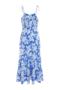 Blue Floral Strappy Midi Dress 10 Blue Floral Strappy Midi Dress -Women Clothing Sale 00100038468 ZB scaled