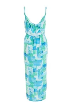 Blue Brush Stroke Midaxi Dress -Women Clothing Sale 00100038479 ZB
