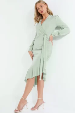 Sage Long Sleeve Frill Midi Dress 9 Sage Long Sleeve Frill Midi Dress -Women Clothing Sale 00100038498 XS scaled