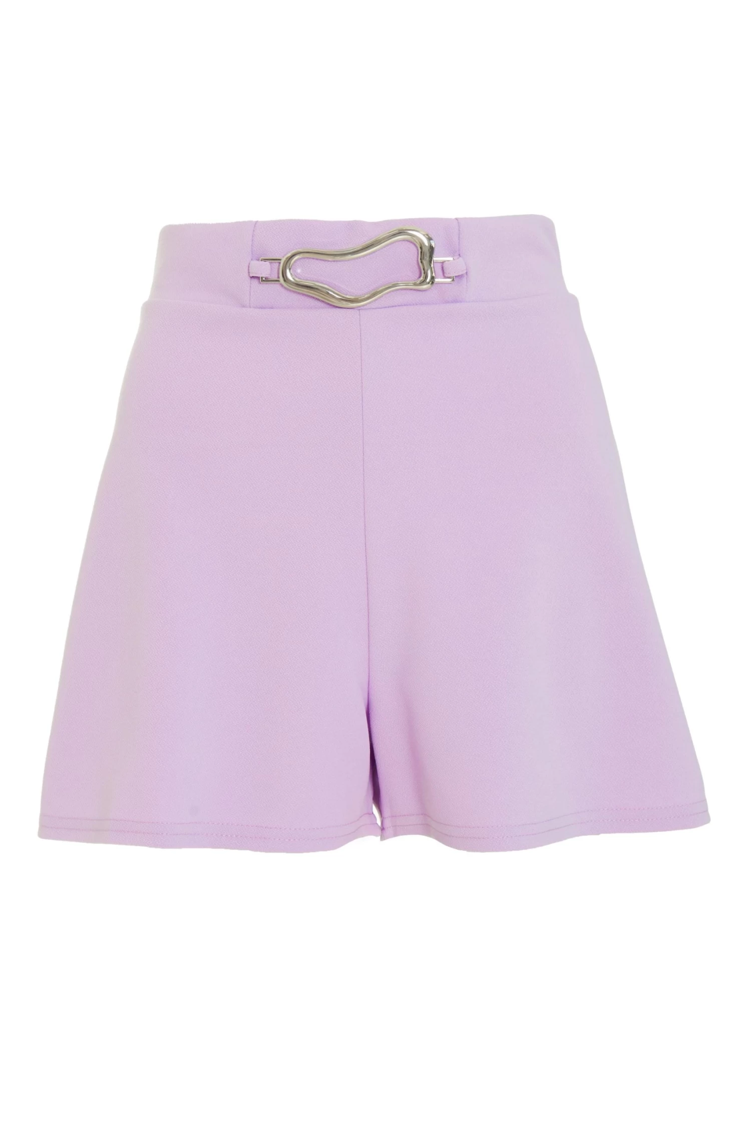Lilac Buckle Detail High Waist Shorts 1 Lilac Buckle Detail High Waist Shorts
