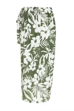 Khaki Floral Split Maxi Skirt -Women Clothing Sale 00100038522 ZB scaled