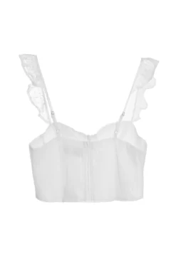White Chiffon Dobby Crop Top -Women Clothing Sale 00100038545 ZB scaled