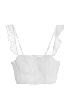 White Chiffon Dobby Crop Top