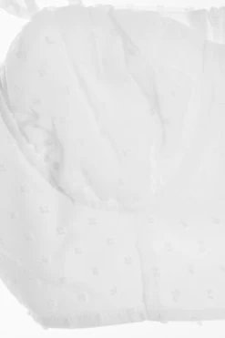 White Chiffon Dobby Crop Top -Women Clothing Sale 00100038545 ZS