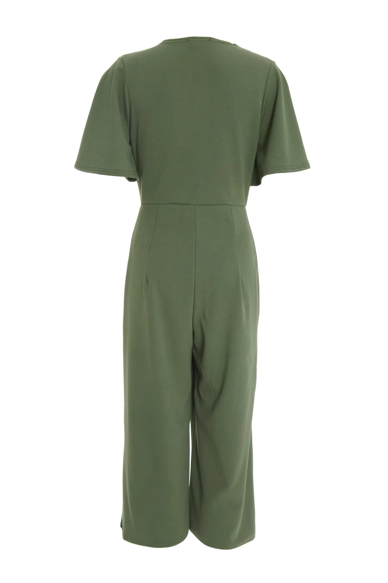 Khaki Wrap Tie Culotte Jumpsuit 5 Khaki Wrap Tie Culotte Jumpsuit - Image 5