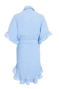 Blue Oversized Pleated Shirt Dress 10 Blue Oversized Pleated Shirt Dress -Women Clothing Sale 00100038566 ZB scaled