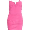 Pink V Neck Bodycon Mini Dress