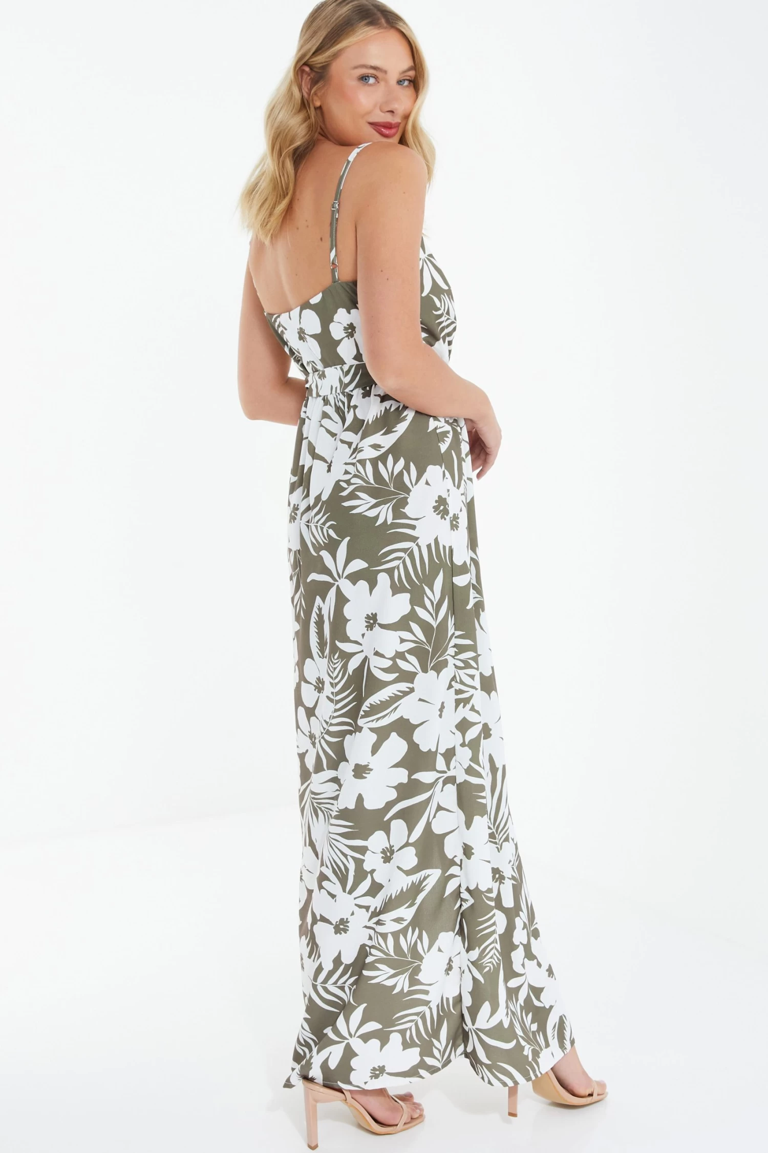 Khaki Tropical Print Maxi Dress 3 Khaki Tropical Print Maxi Dress - Image 3