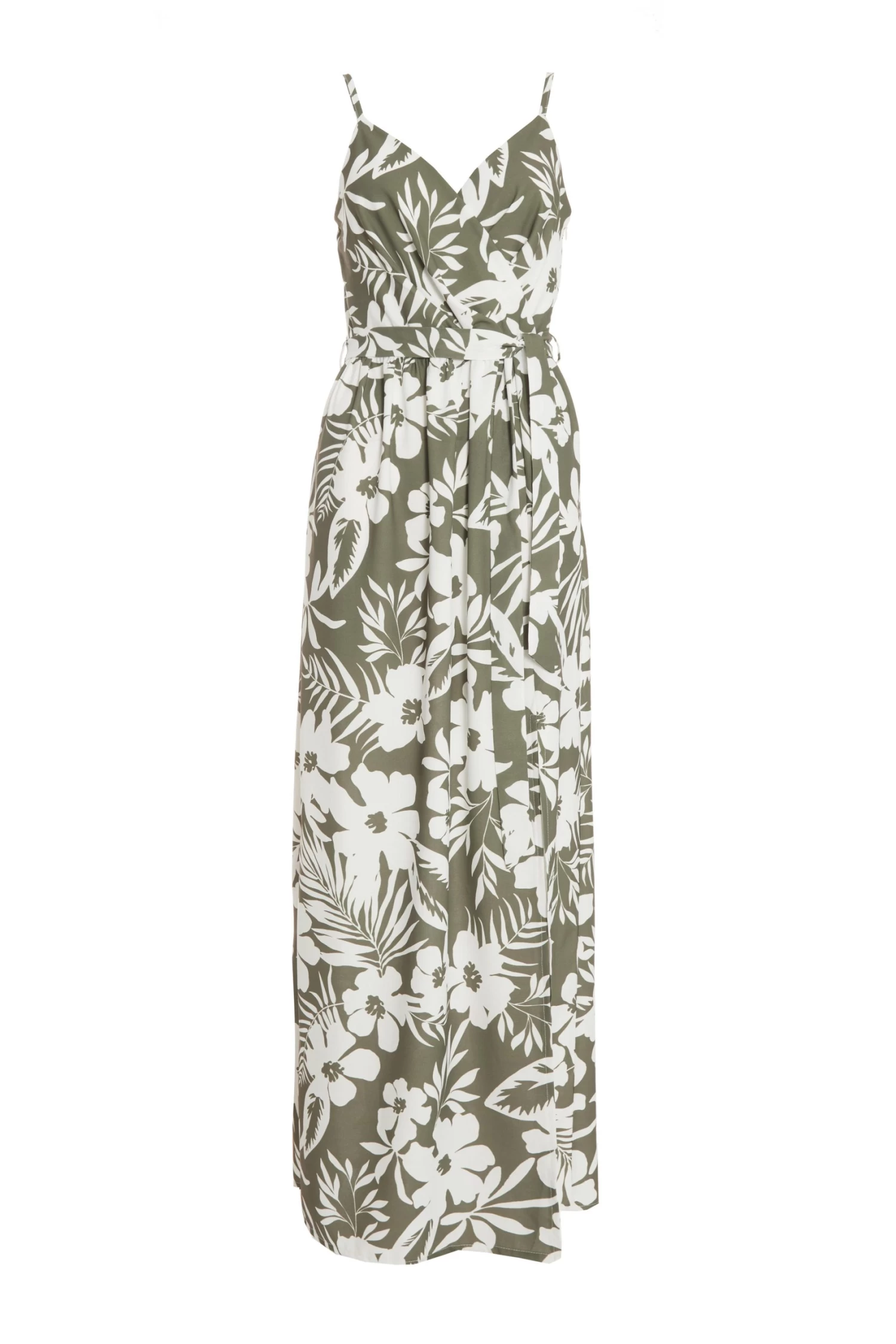 Khaki Tropical Print Maxi Dress 1 Khaki Tropical Print Maxi Dress
