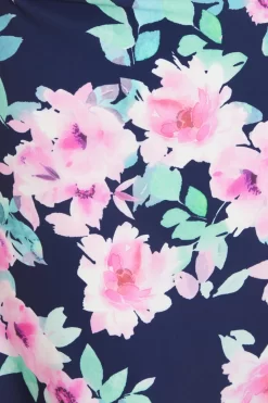 Navy Floral One Shoulder Maxi Dress -Women Clothing Sale 00100038594 ZS scaled