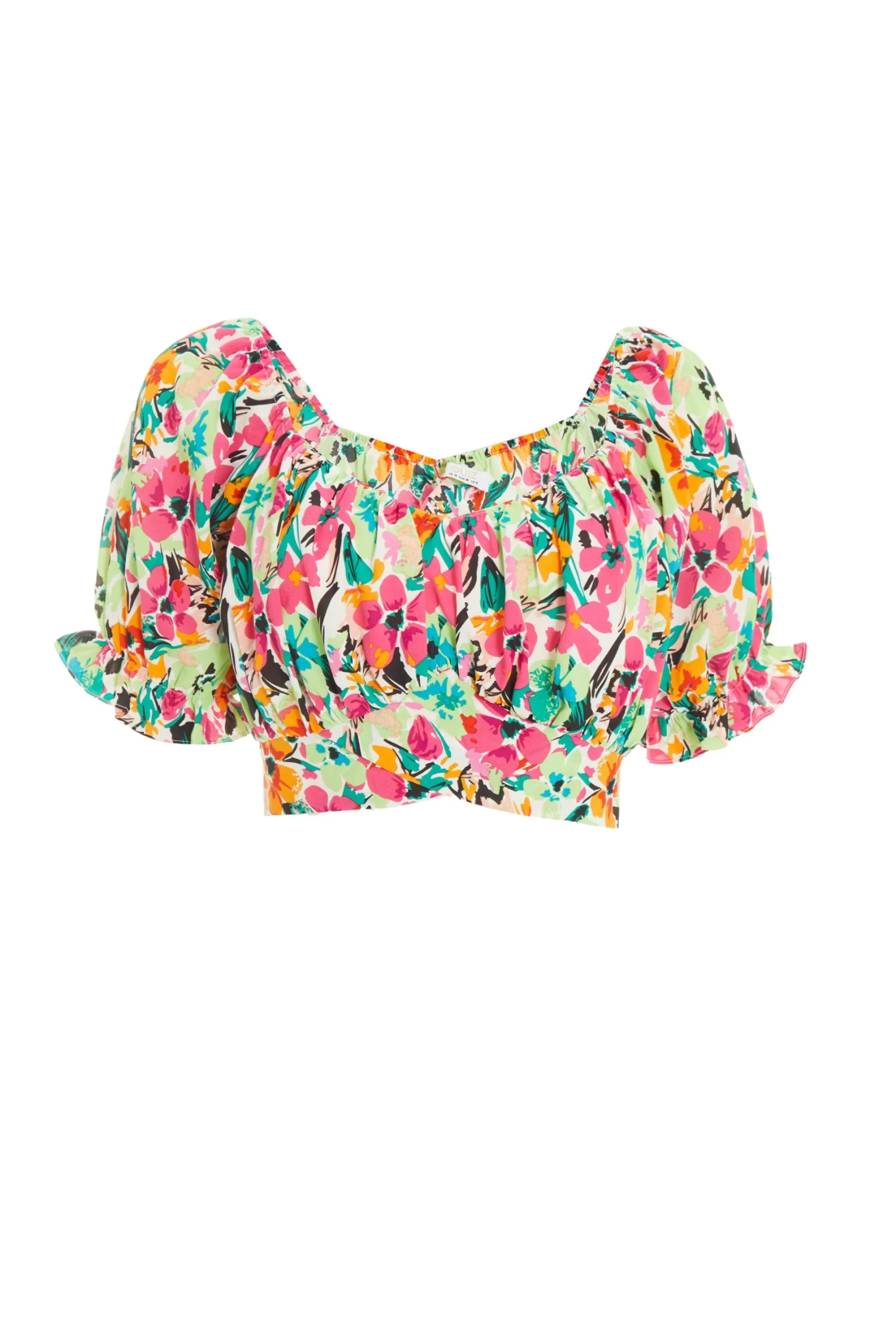 Multicoloured Floral Tie Back Crop Top 1 Multicoloured Floral Tie Back Crop Top