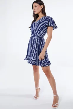 Navy Stripe Wrap Mini Dress -Women Clothing Sale 00100038621 XS scaled