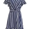 Navy Stripe Wrap Mini Dress