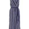 Navy Stripe Print Culotte Jumpsuit