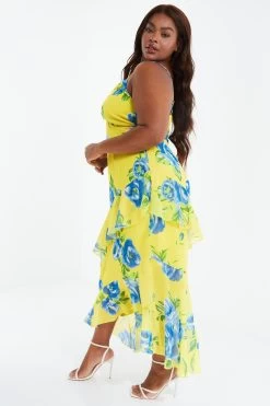 Curve Yellow Floral Midaxi Dress 9 Curve Yellow Floral Midaxi Dress -Women Clothing Sale 00100038632 XS