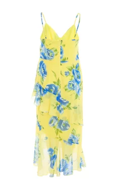 Curve Yellow Floral Midaxi Dress -Women Clothing Sale 00100038632 ZB scaled