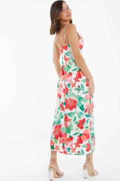 Multicoloured Tropical Satin Midi Dress -Women Clothing Sale 00100038639 XB scaled