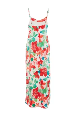 Multicoloured Tropical Satin Midi Dress -Women Clothing Sale 00100038639 ZB scaled