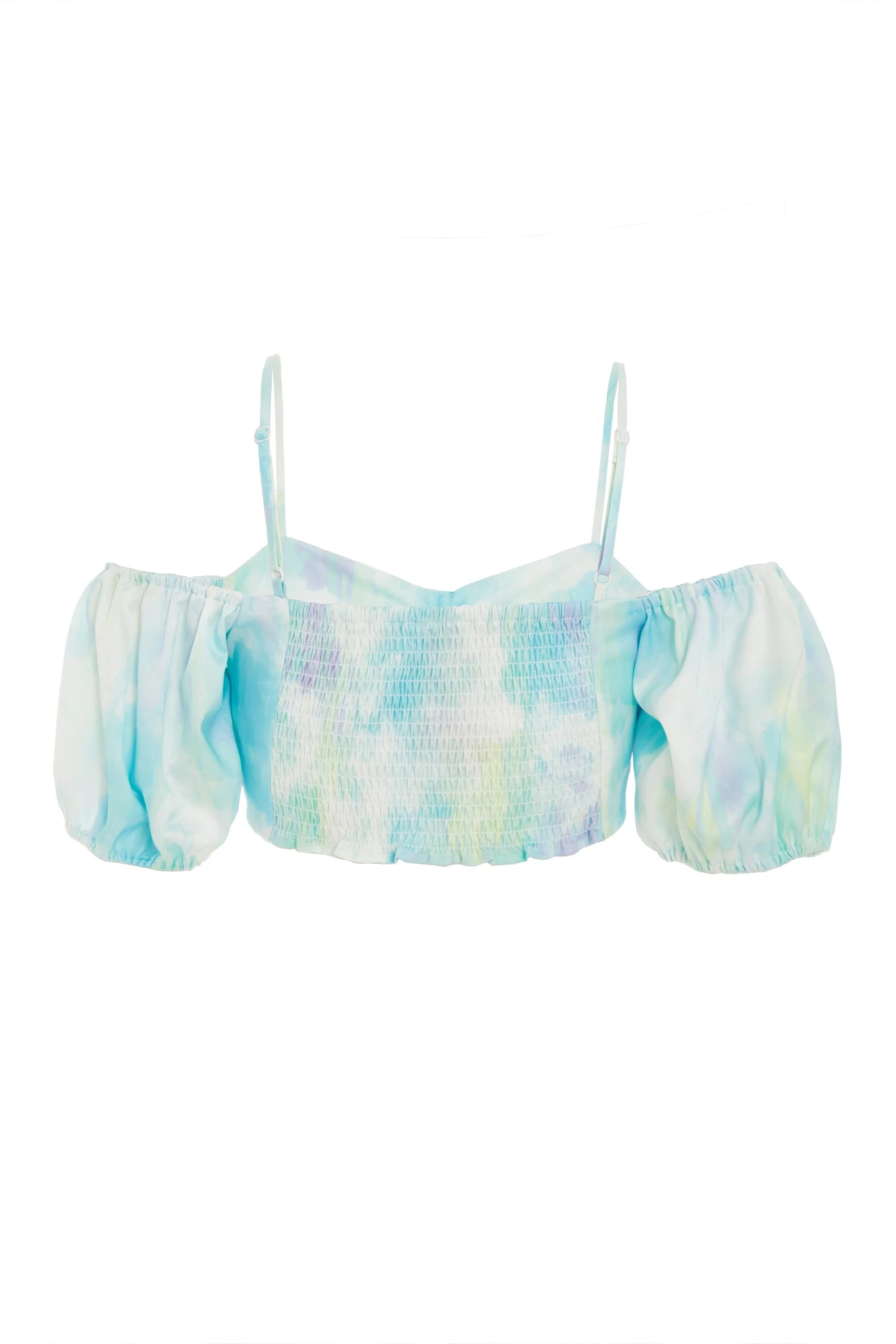 Blue Marble Tie Front Crop Top 5 Blue Marble Tie Front Crop Top - Image 5