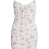 White Ditsy Floral Ruched Mini Dress
