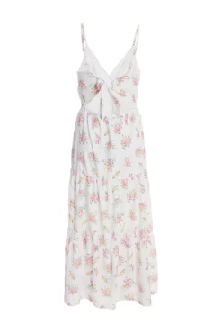 White Ditsy Floral Ruched Midi Dress 10 White Ditsy Floral Ruched Midi Dress -Women Clothing Sale 00100038658 ZB scaled
