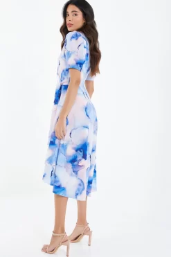 Blue Marble Print Dip Hem Dress 8 Blue Marble Print Dip Hem Dress -Women Clothing Sale 00100038684 XB scaled