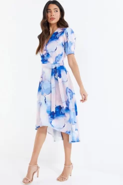 Blue Marble Print Dip Hem Dress 9 Blue Marble Print Dip Hem Dress -Women Clothing Sale 00100038684 XS scaled