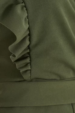 Khaki Wrap Frill Front Culotte Jumpsuit 11 Khaki Wrap Frill Front Culotte Jumpsuit -Women Clothing Sale 00100038753 ZS scaled