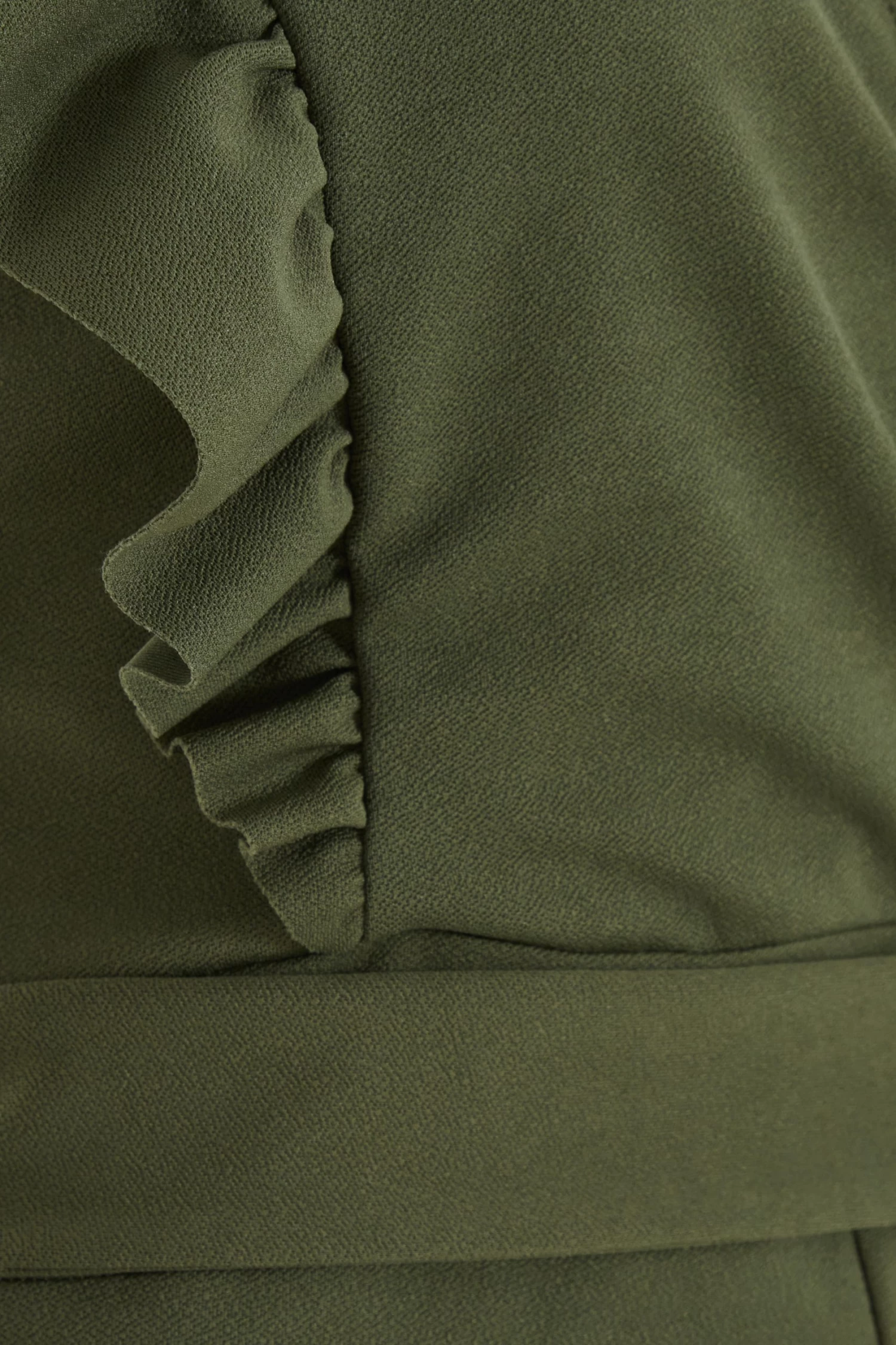 Khaki Wrap Frill Front Culotte Jumpsuit 6 Khaki Wrap Frill Front Culotte Jumpsuit - Image 6