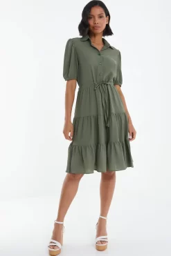Khaki Wrap Mini Shirt Dress 9 Khaki Wrap Mini Shirt Dress -Women Clothing Sale 00100038763 XS scaled