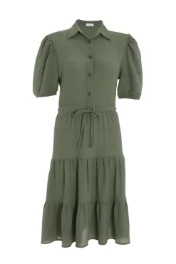 Khaki Wrap Mini Shirt Dress