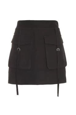Black Cargo Mini Skirt
