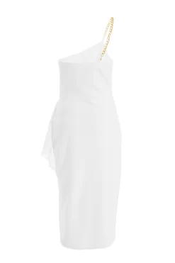 White Asymmetric Wrap Midi Dress -Women Clothing Sale 00100038779 ZB scaled