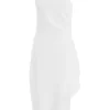 White Asymmetric Wrap Midi Dress