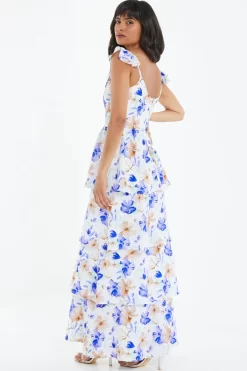 White Floral Tiered Maxi Dress -Women Clothing Sale 00100038783 XB scaled