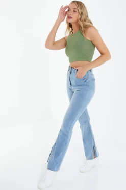 Khaki Crop Top -Women Clothing Sale 00100038786 XS scaled