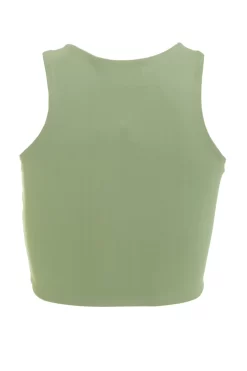 Khaki Crop Top -Women Clothing Sale 00100038786 ZB scaled