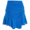 Blue Ruched Mini Skirt