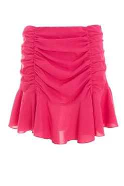 Pink Ruched Mini Skirt